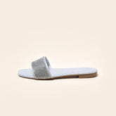Arrival Gold Rhinestone Peep Toe Slippers plus Size One Line Sandals Beach Glossy Flat Slippers